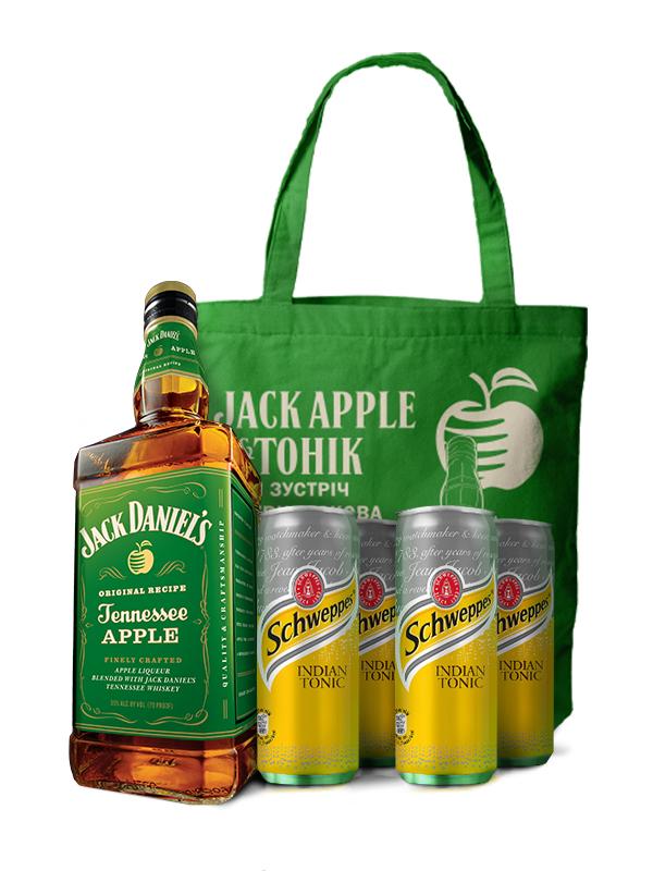 Набір Jack Daniel's Tennessee Apple & Тонік Schweppes 4* + шопер