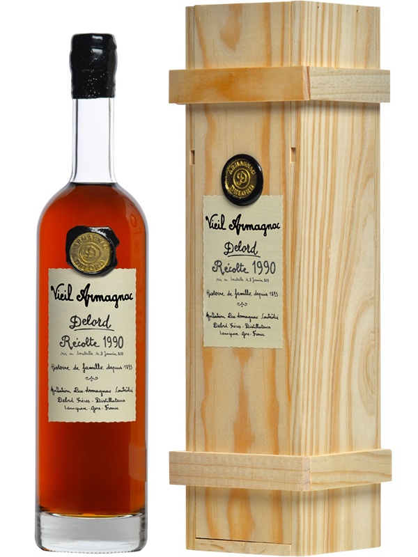Арманьяк Delord 1990 рік в дерев'яній коробці 40%