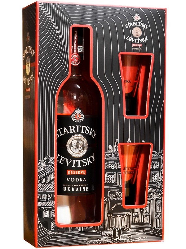 Горілка Staritsky & Levitsky Reserve в коробці + 2 чарки 40%