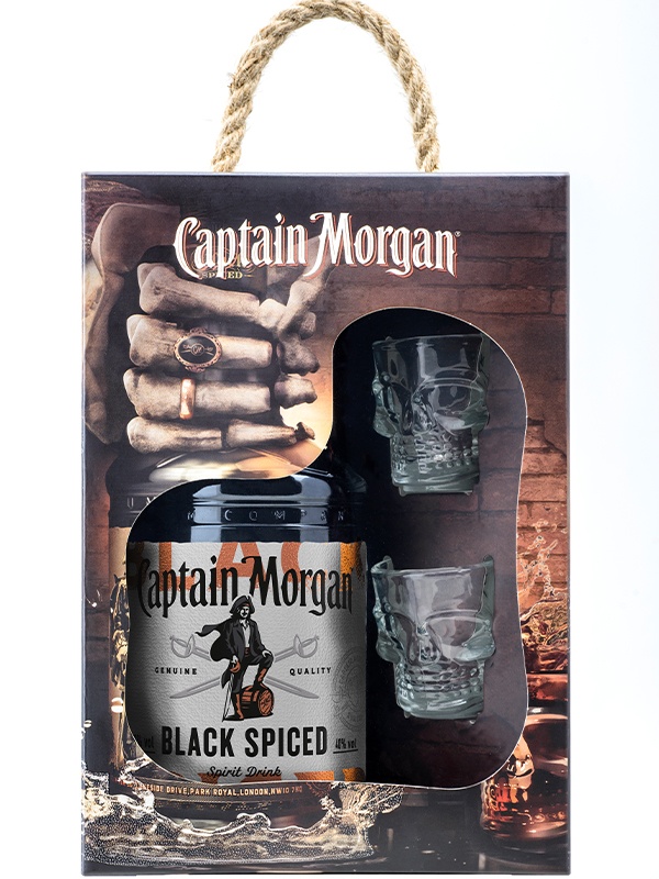 Набір Captain Morgan Black Spiced в подарунковій коробці 40%