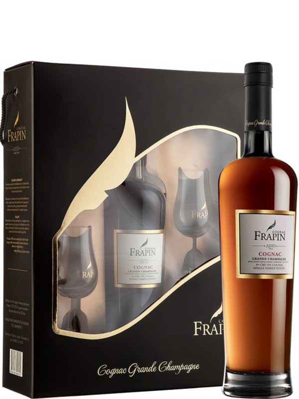Коньяк Frapin 1270 в подарунковій коробці + 2 келиха 40%