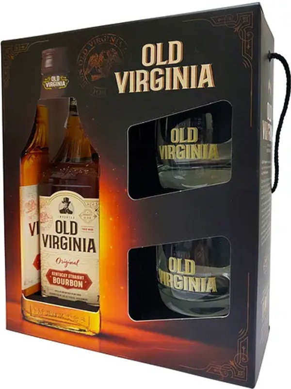 Віскі Old Virginia La Martiniquaise в подарунковій коробці + 2 склянки 40%