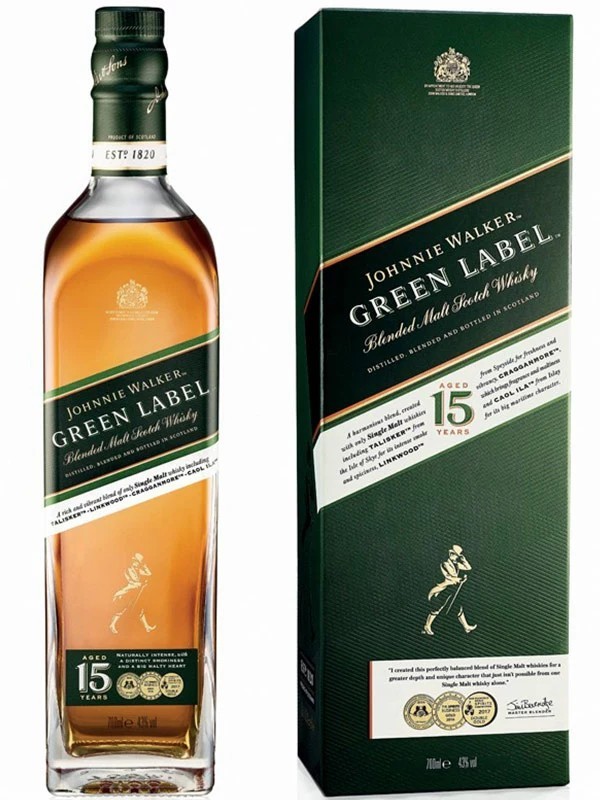 Віскі Green Label Johnnie Walker 15 років в коробці 43%