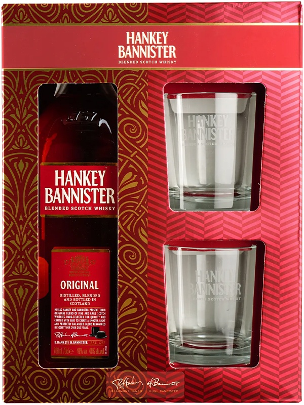 Віскі Hankey Bannister Original в подарунковій коробці + 2 склянки 40%
