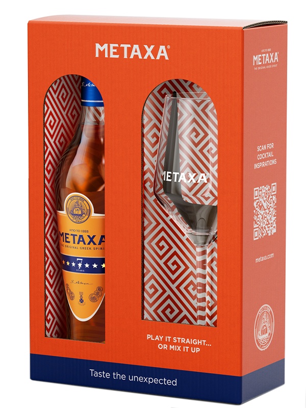 Бренді Metaxa 7 років в подарунковій коробці + кели 40%
