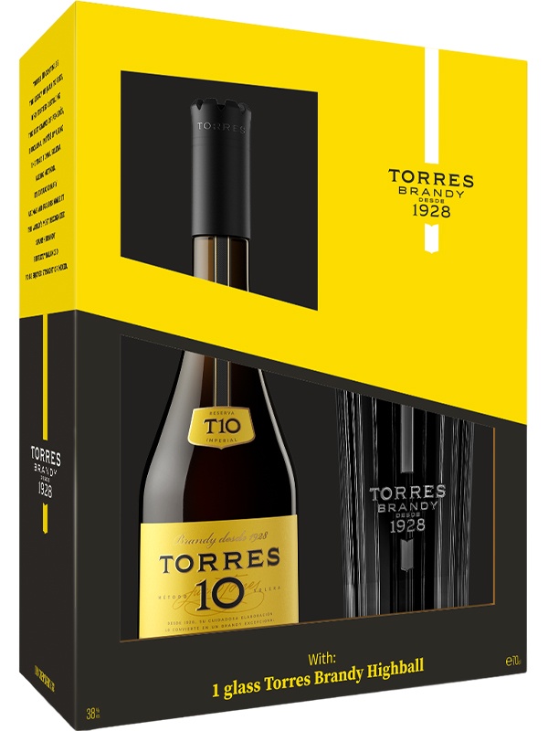 Бренді Torres Gran Reserva 10 років в подарунковій коробці + склянка 38%