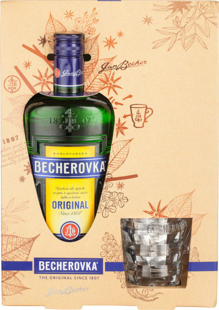 Лікерна настоянка на травах Becherovka 38% + 1 келих
