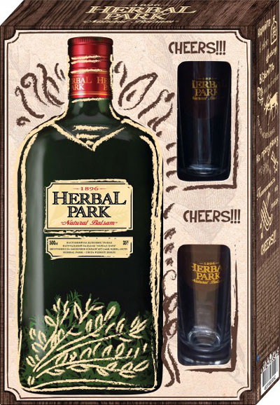 Сувенірний набір бальзам Herbal Park 35% + 2 чарки
