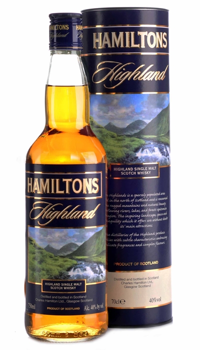 Віскі Hamiltons Highland Single Malt у тубусі 40%