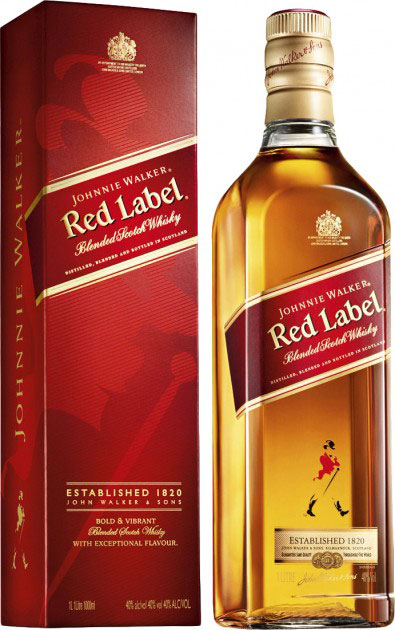 Віскі Johnnie Walker Red label витримка 4 роки 40% в подарунковій упаковці
