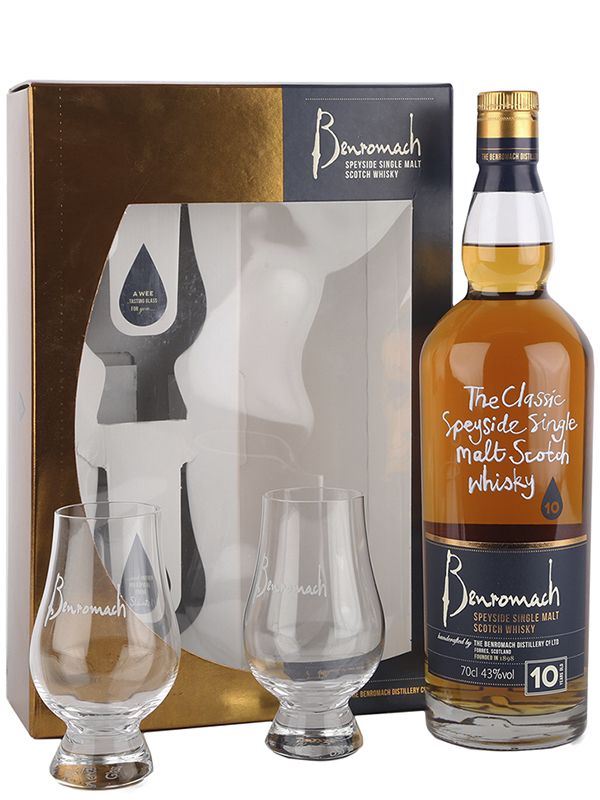 Набір віскі Benromach 10 років з двома склянками 43%