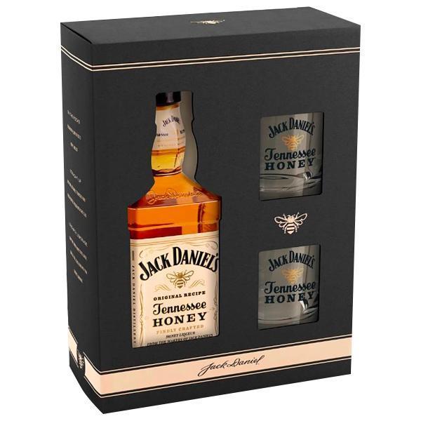 Віскі Jack Daniel's Tennessee Honey з двома келихами в подарунковій упаковці 35%