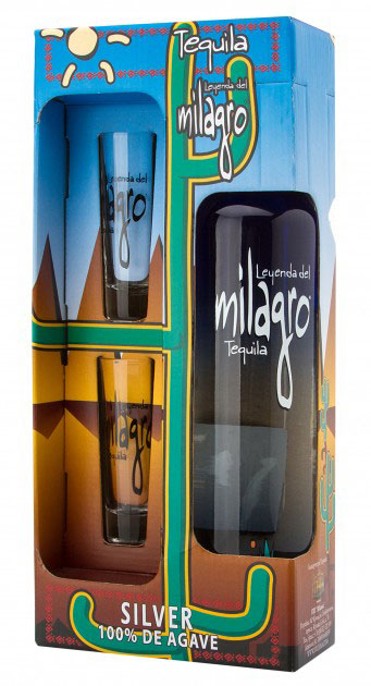 Текіла Milagro Silver 40% + 2 стакани