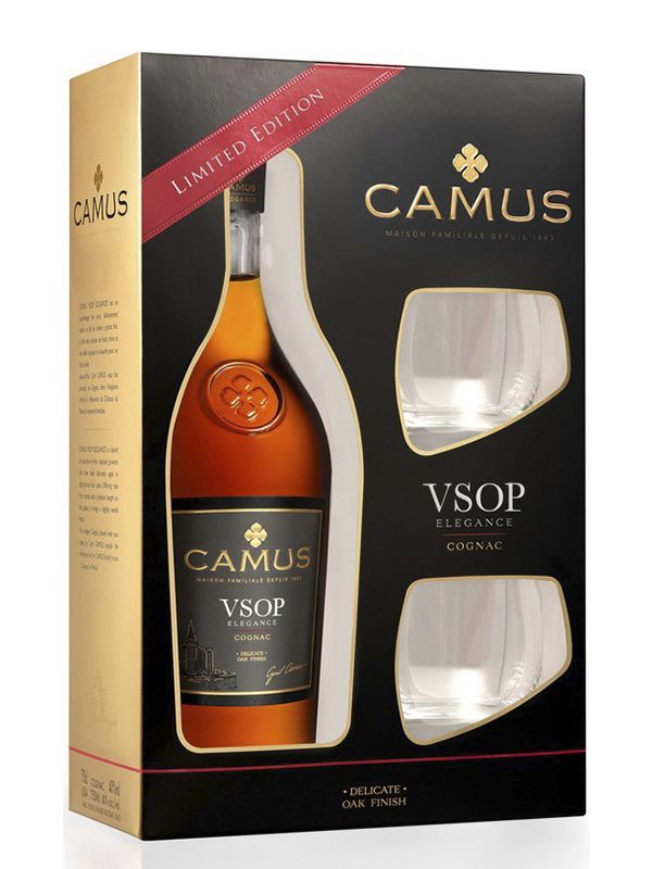 Коньяк Camus VSOP Elegance від 12 років витримки 40% з 2-ма келихами