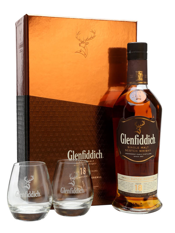 Віскі Glenfiddich 18 yo + 2 склянки 40%