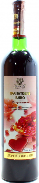 Плодове вино гранатовое Three of Life червоне напівсолодке