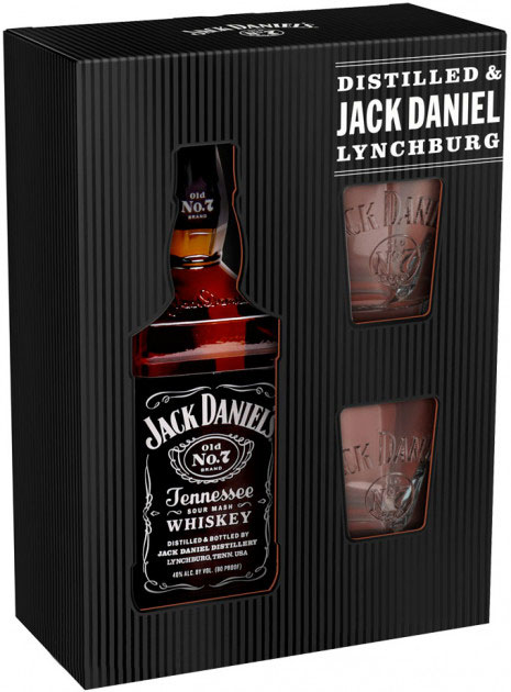 Віскі Jack Daniel's Old No.7 з двома келихами в подарунковій упаковці 40%
