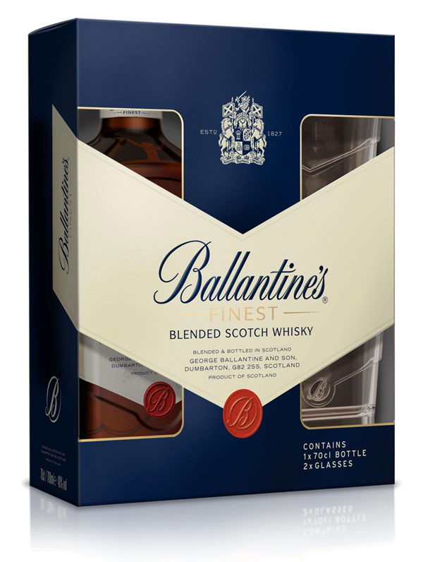 Віскі Ballantine's Finest 40% + 2 склянки