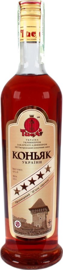 Коньяк Тиса П'ять зірочок 5 років витримки 42%