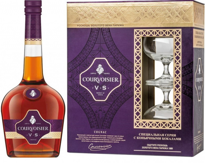 Коньяк Courvoisier VS 40% + 2 келихи