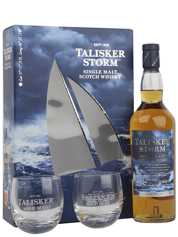 Віскі Talisker Storm 45.8% в подарунковій упаковці з 2-ма келихами
