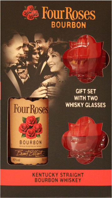 Бурбон Four Roses 40% в подарунковій упаковці з 2 склянками