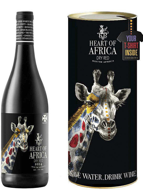 Вино Dry Red Heart of Africa червоне сухе 14% + футболка в тубусе