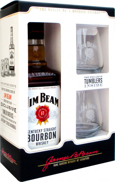 Віскі Jim Beam White 4 роки витримки 40% + 2 келихи