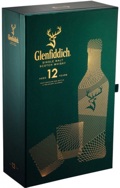 Віскі Glenfiddich 12 yo + 2 склянки 40%
