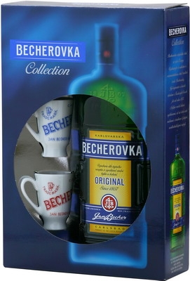 Лікерна настоянка на травах Becherovka 38% + 2 склянки
