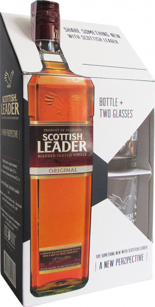 Віскі Scottish Leader 3 роки витримки 40% + 2 келихи