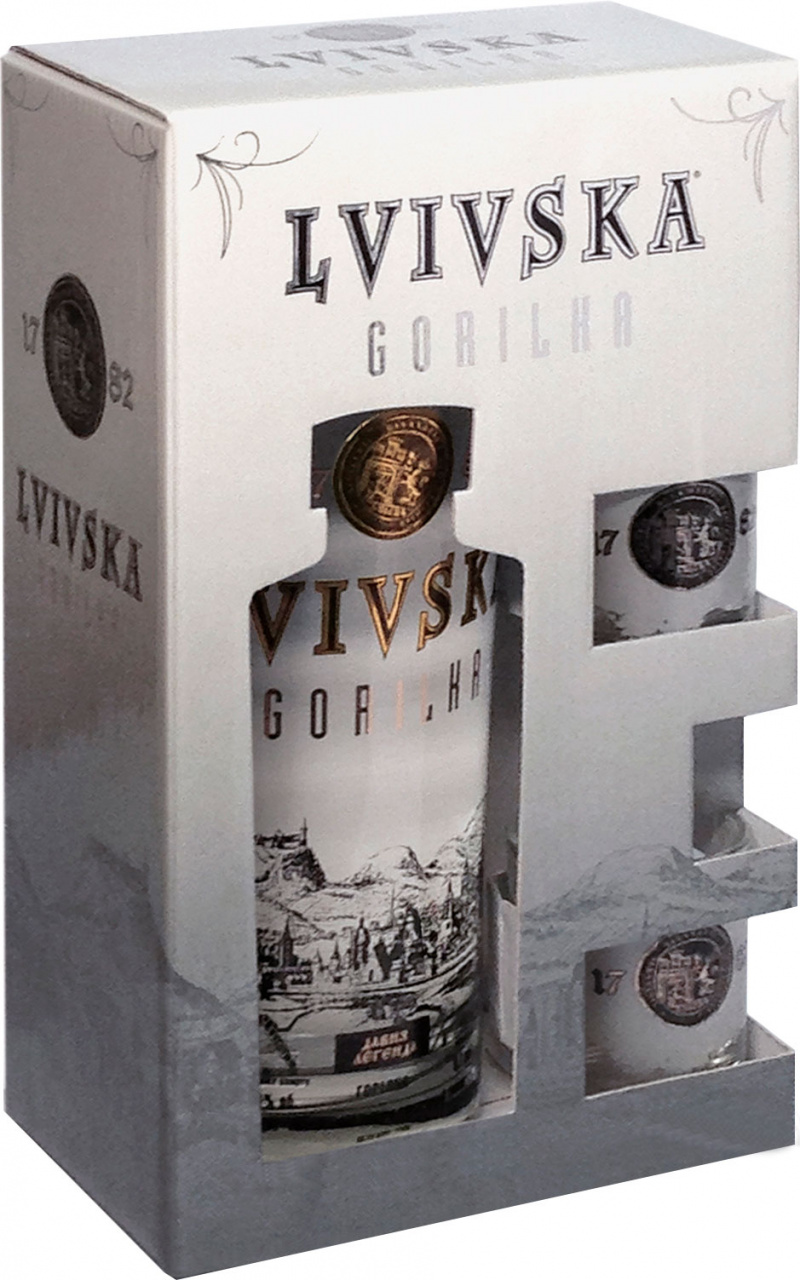 Горілка Lvivska Давня Легенда 40% + 2 чарки