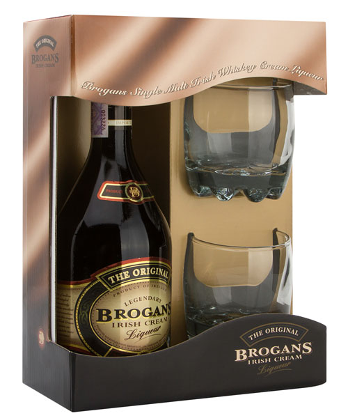 Лікер Brogans Irish Cream 17% + 2 склянки