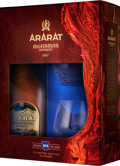 Коньяк Арарат Ахтамар 10 років витримки 40% + 2 келихи