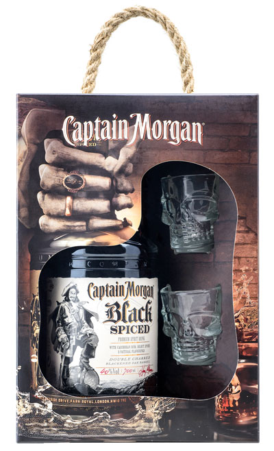 Ром Captain Morgan Spiced Black 40% + 2 чарки