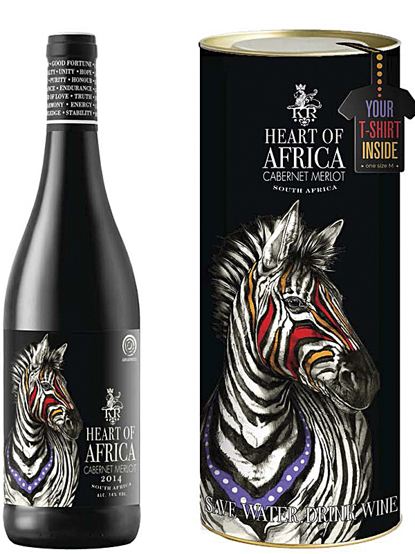 Вино Cabernet Sauvignon — Merlot Heart of Africa The Grinder червоне сухе + футболка в тубусе 14%