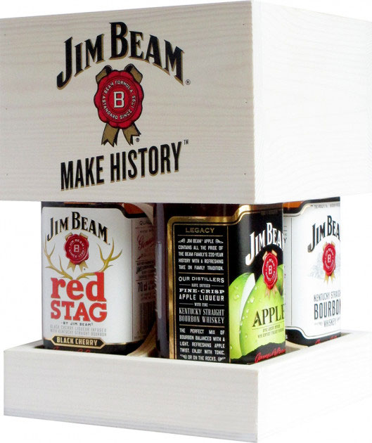 Віскі Jim Beam 4 роки витримки (White 40% + Red Stag 40% + Honey + Apple ) 35%