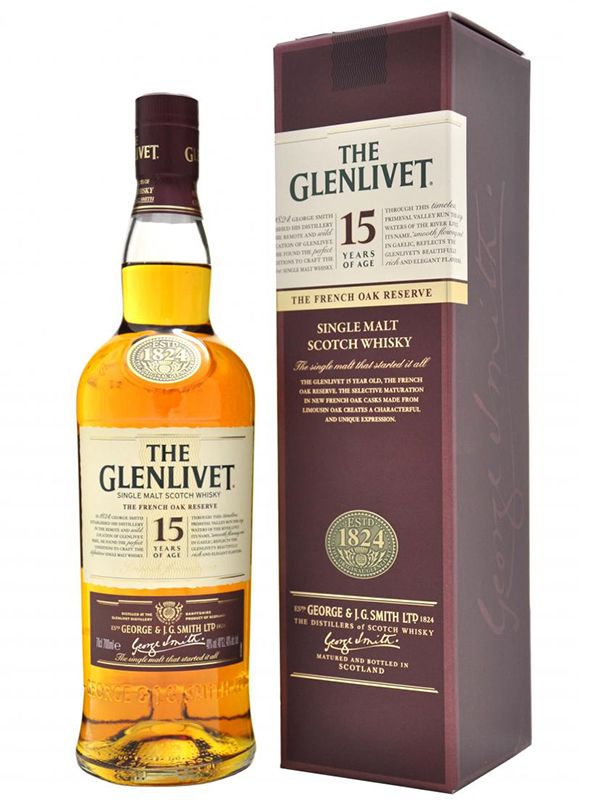 Віскі Glenlivet 15 років витримки у подарунковій упаковці 40%