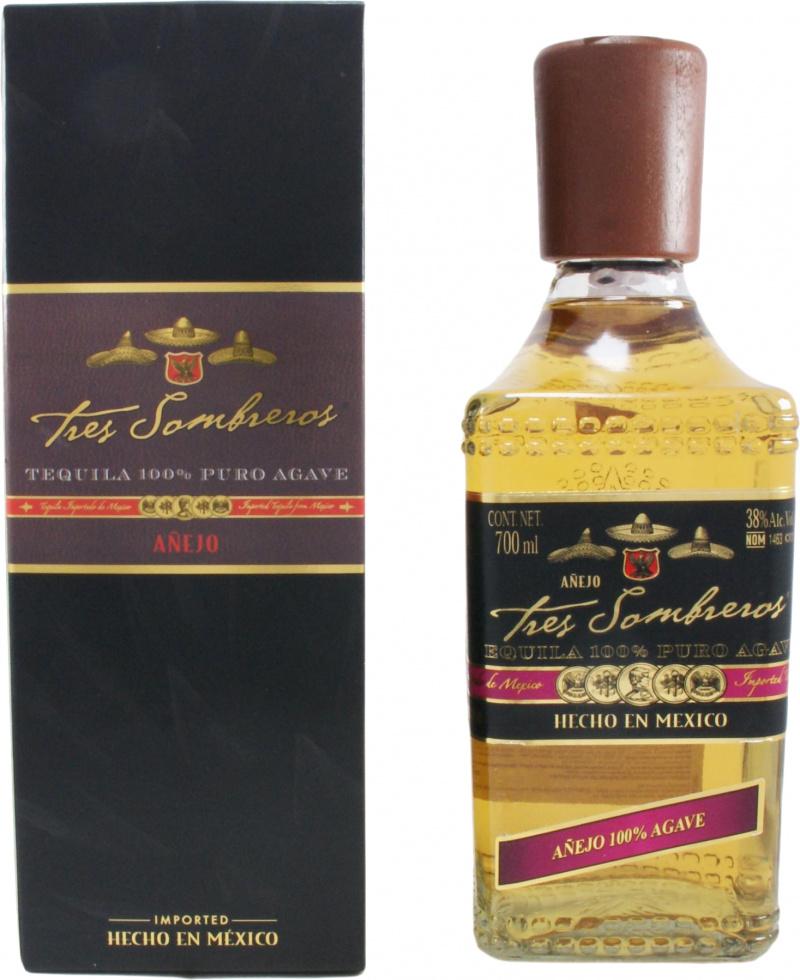 Текіла Tres Sombreros Agave Anejo 100%