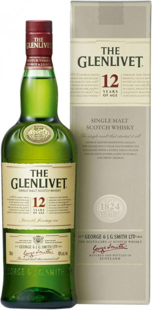 Віскі Glenlivet 12 років витримки 40% в подарунковій шкіряній упаковці