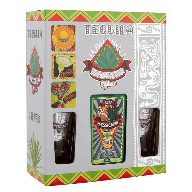 Текіла Messicano Silver 40% + 2 стакани