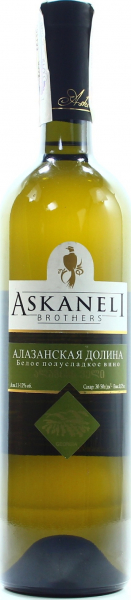 Вино Асканелі Алазанська долина біле напівсолодке 11-12%