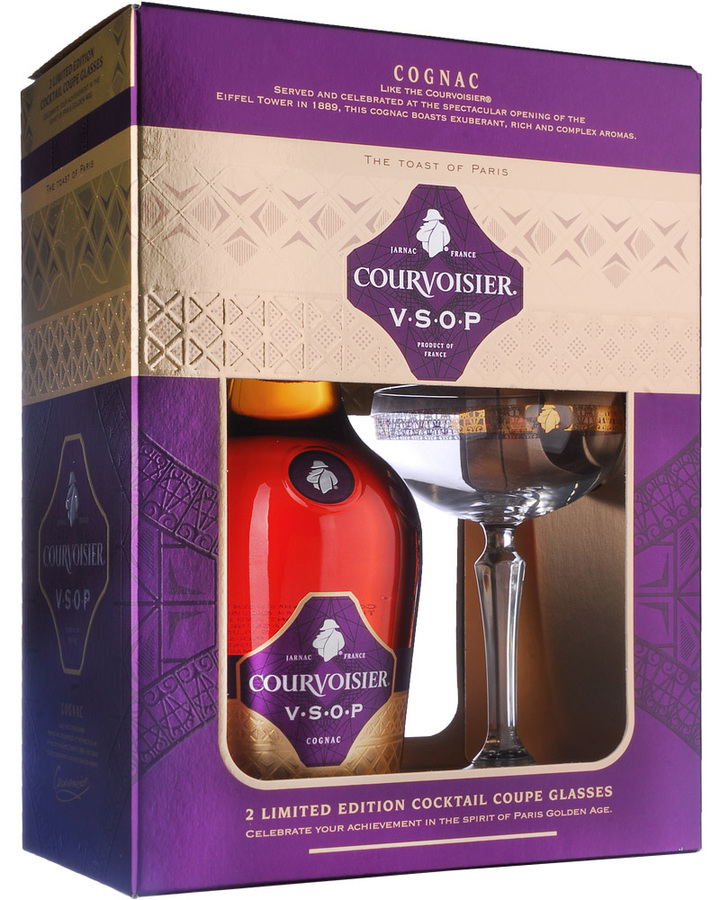 Коньяк Courvoisier VSOP 40% + 2 келихи