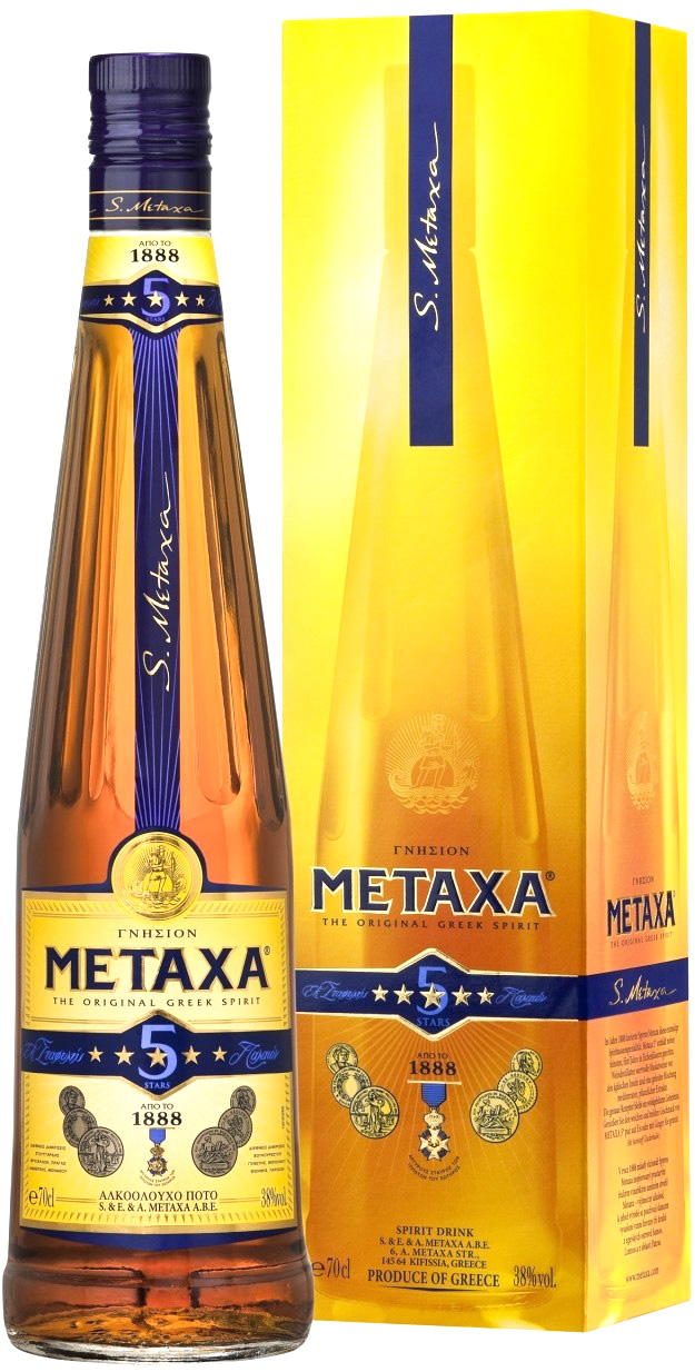 Бренді Metaxa 5 років витримки 38% в подарунковій упаковці