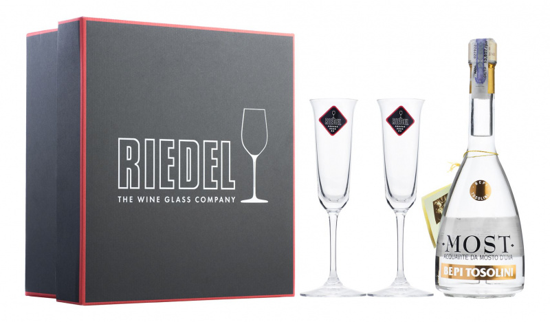 Граппа Bepi Tosolini Most Uve Miste + 2 Riedel Crystal Glasses Ciliegio/Cherry Barrique 40%
