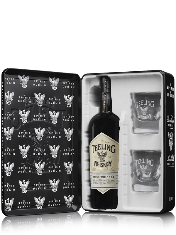 Віскі Teeling Small Batch Tube 46% + 2 келихи в подарунковій металевій упаковці