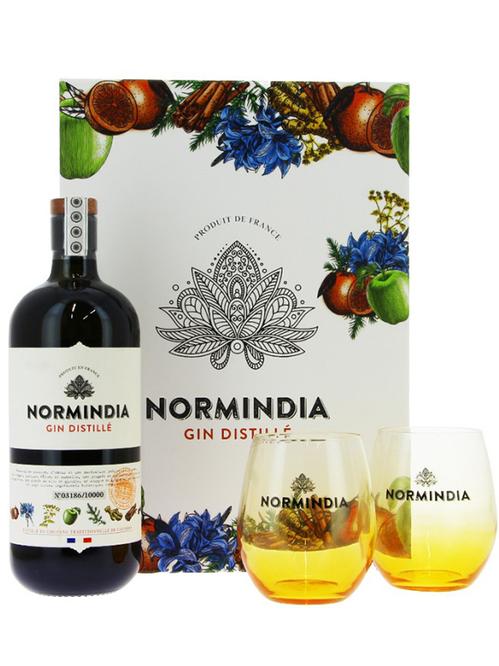 Джин Normindia Distilled Coquerel в подарунковій коробці + 2 келихи 41.4%